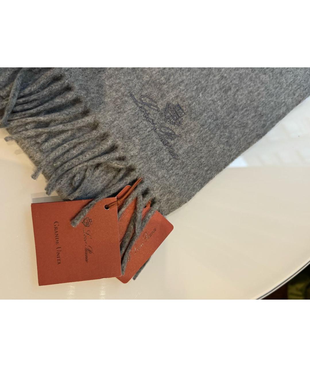 LORO PIANA Серый кашемировый шарф, фото 5