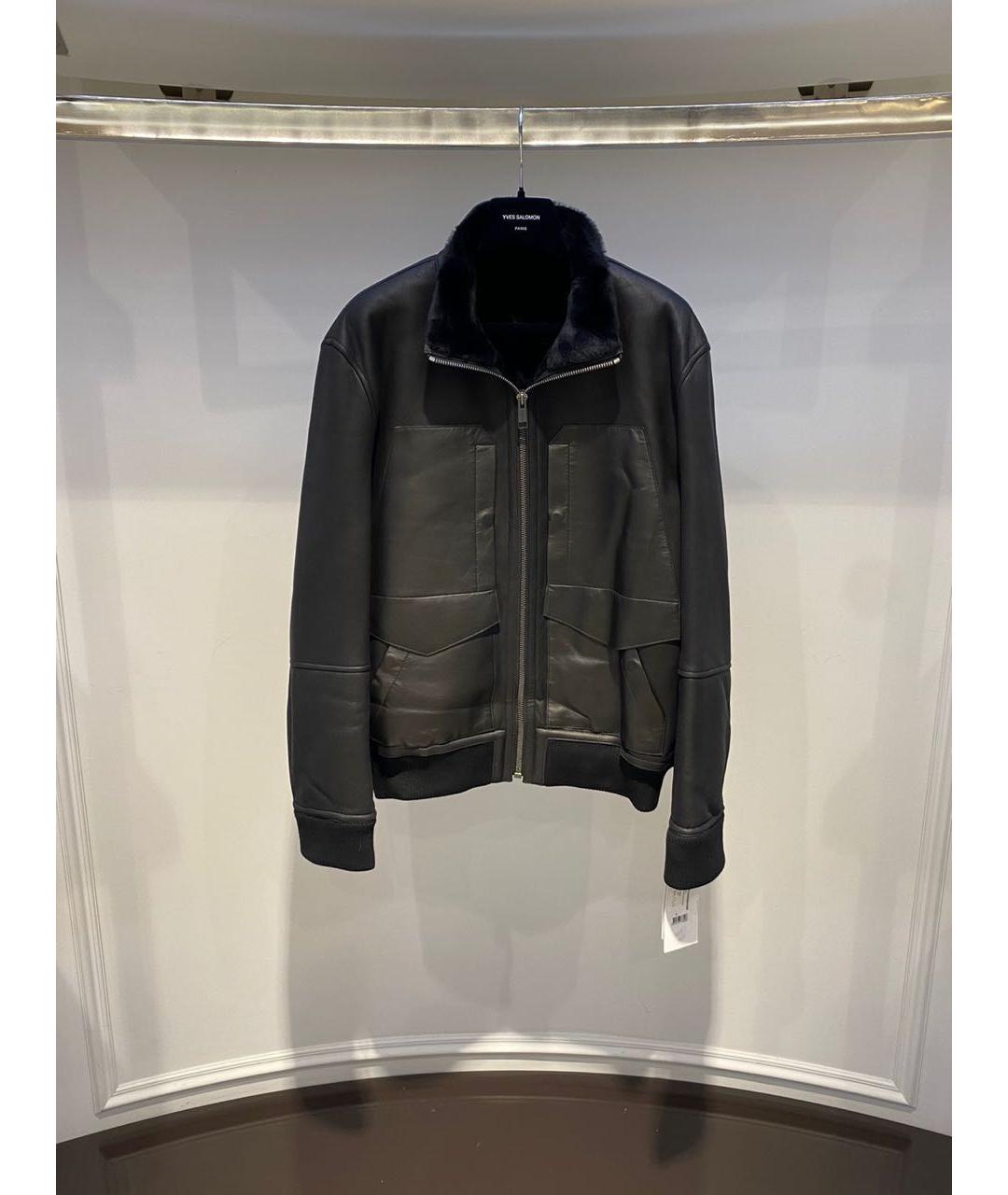 YVES SALOMON Черная кожаная дубленка/шуба, фото 3