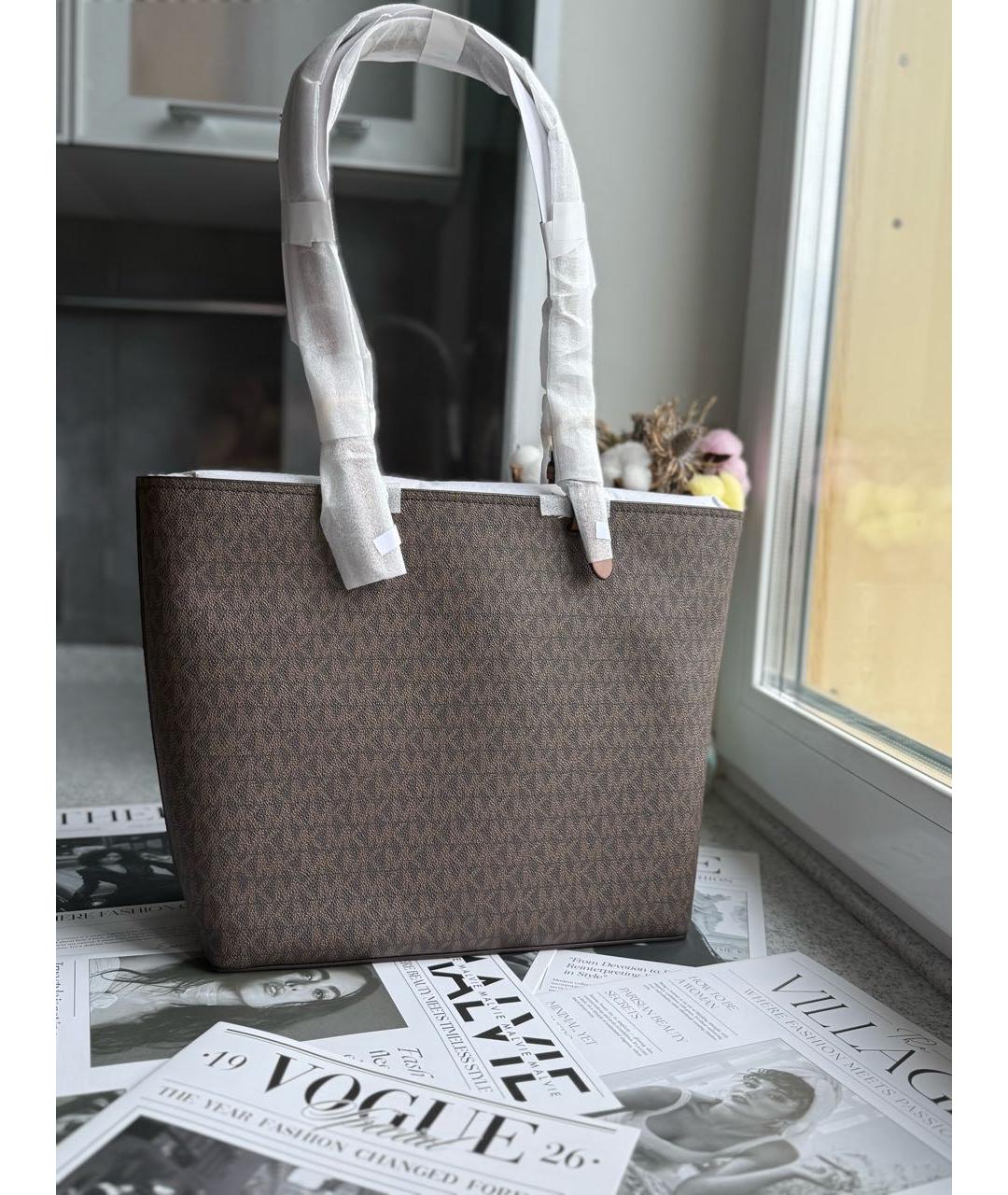 MICHAEL KORS Коричневая кожаная сумка тоут, фото 3