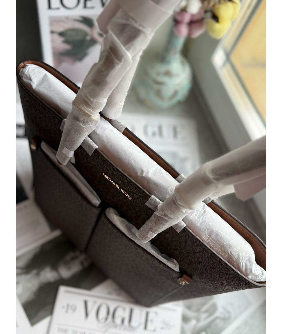 MICHAEL KORS Коричневая кожаная сумка тоут, фото 2