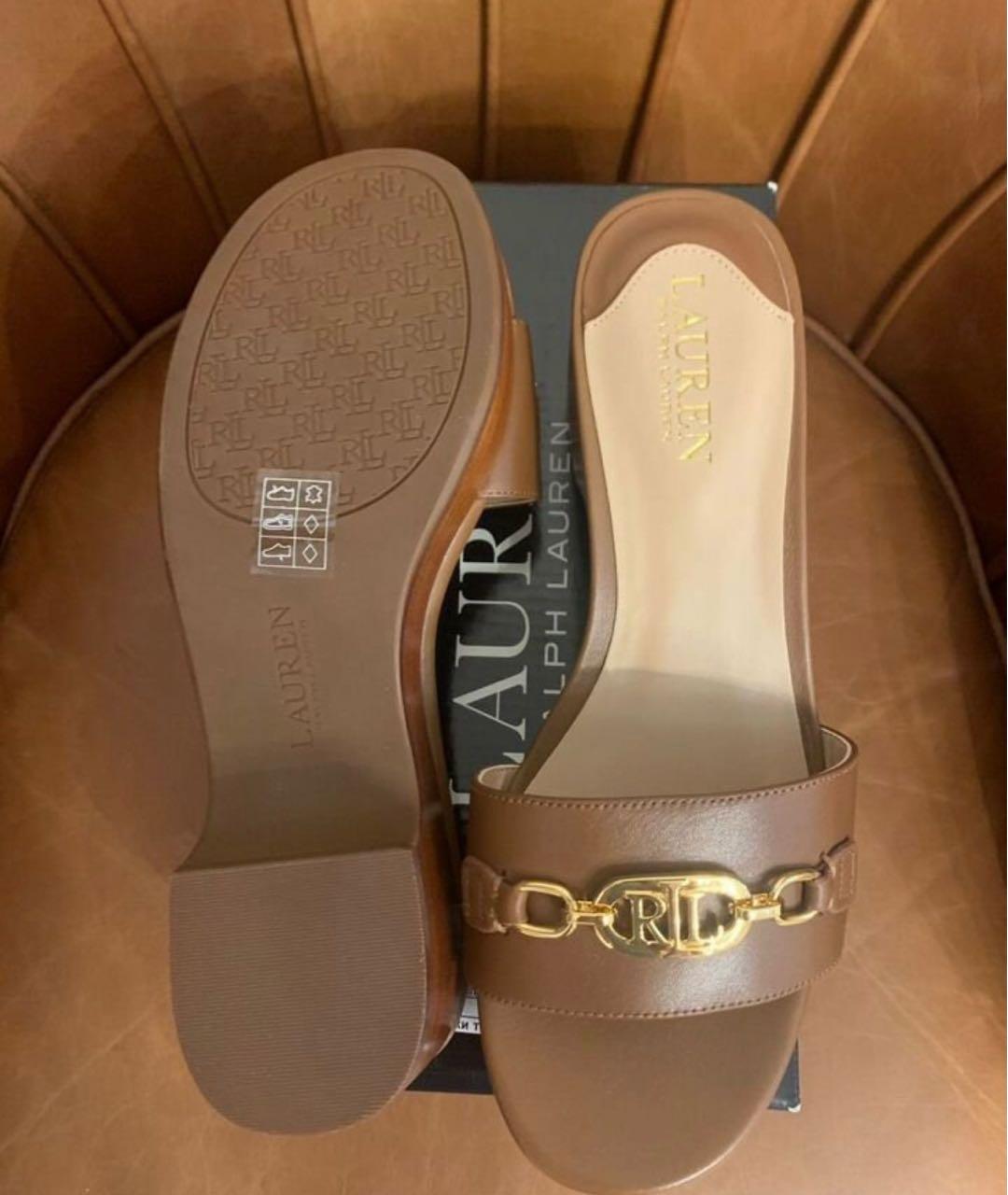 POLO RALPH LAUREN Коричневые кожаные мюли, фото 4