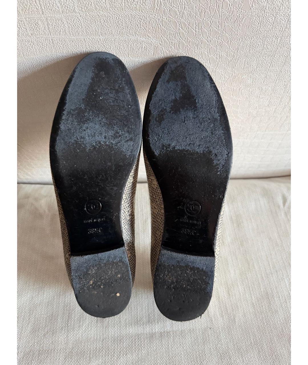 CHANEL Бежевые балетки из экзотической кожи, фото 7