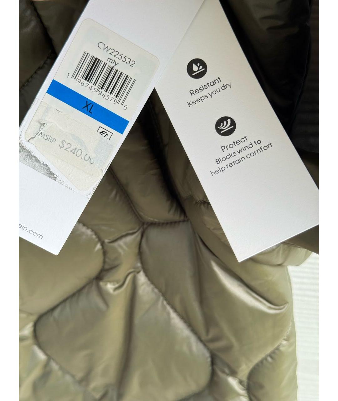CALVIN KLEIN Зеленая полиэстеровая куртка, фото 7