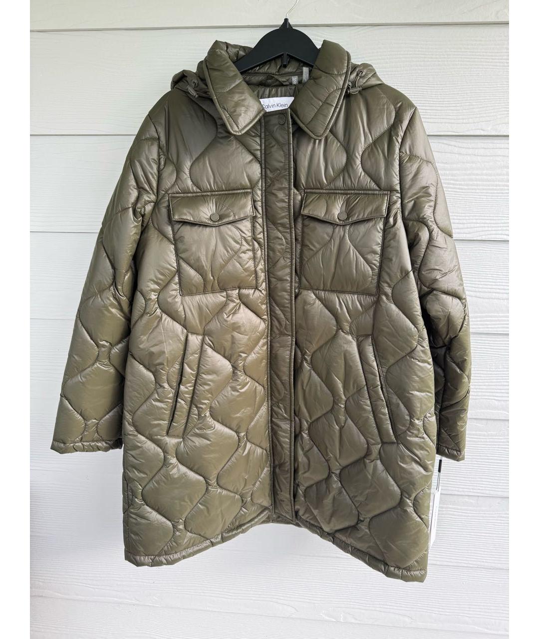 CALVIN KLEIN Зеленая полиэстеровая куртка, фото 9