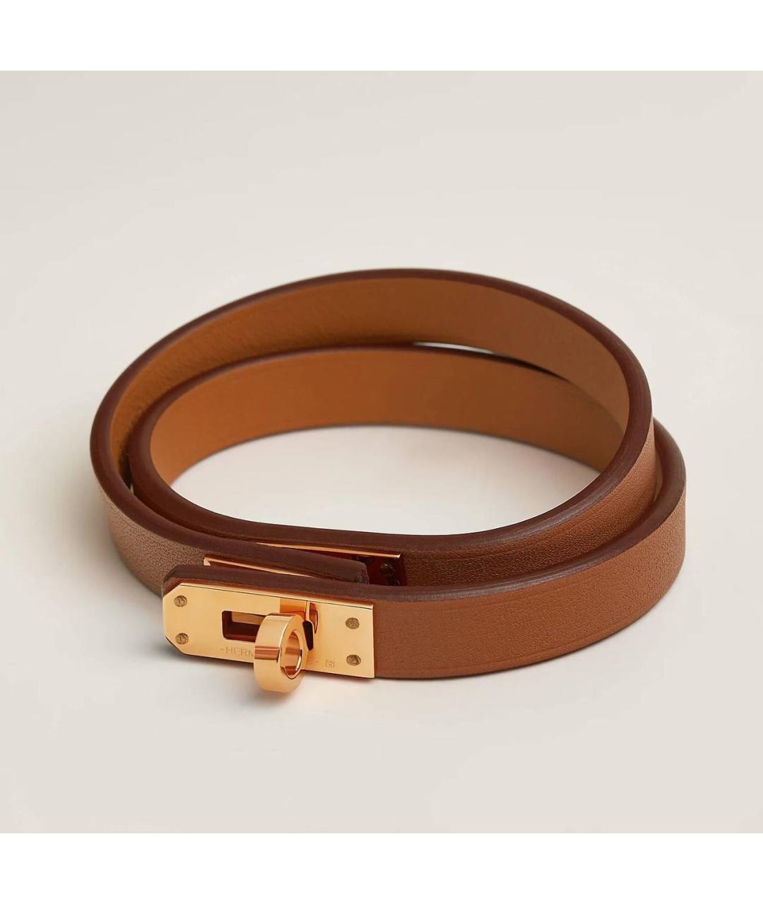 HERMES Коричневый кожаный браслет, фото 4