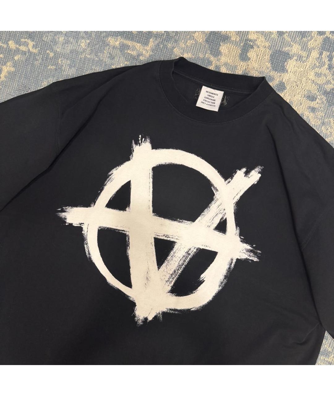 VETEMENTS Черная хлопковая футболка, фото 3