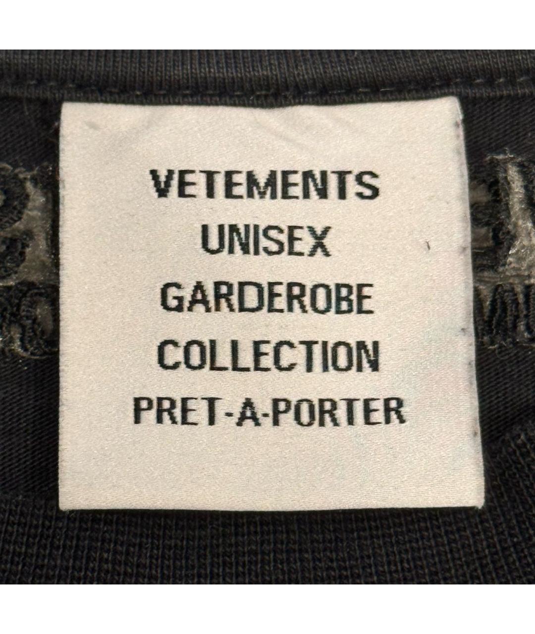 VETEMENTS Черная хлопковая футболка, фото 5