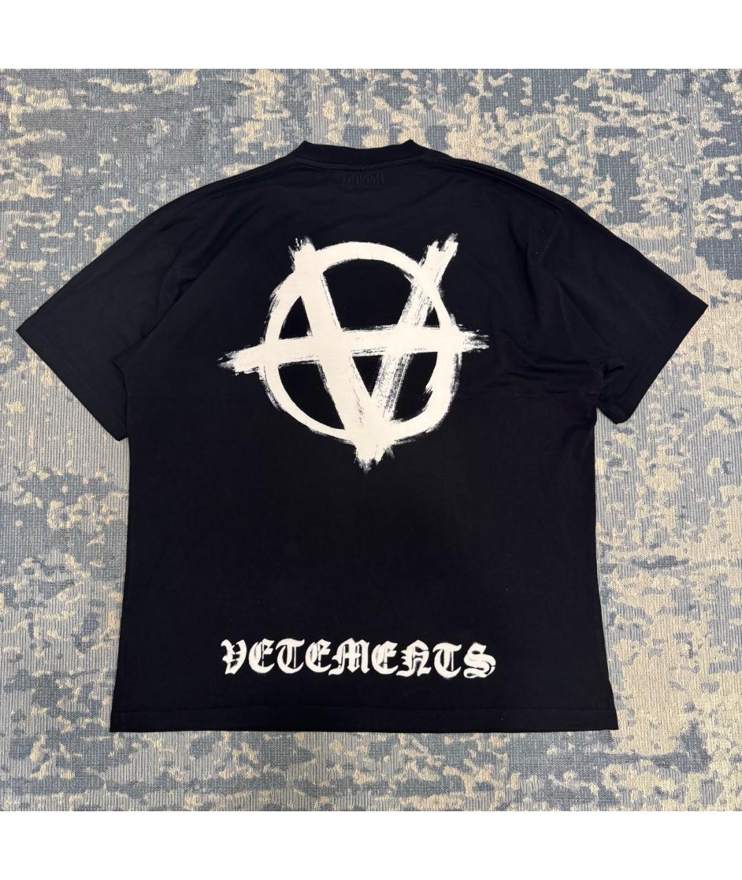 VETEMENTS Черная хлопковая футболка, фото 2