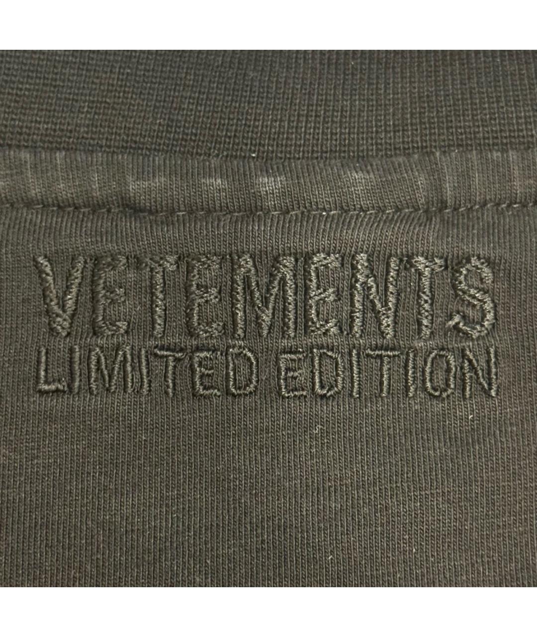 VETEMENTS Черная хлопковая футболка, фото 7