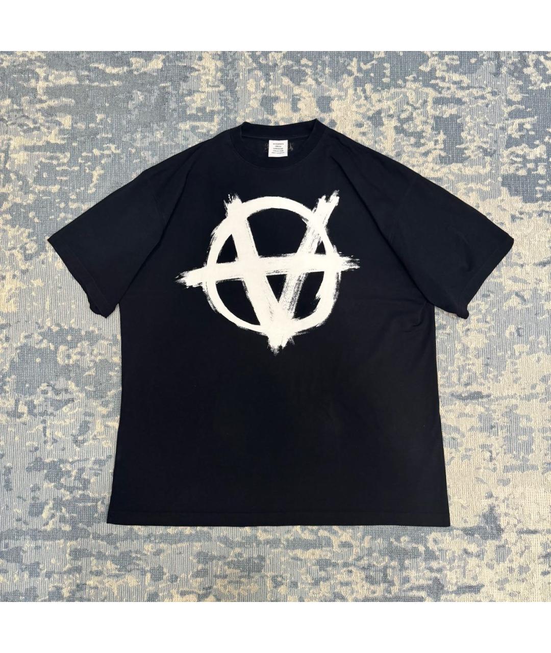 VETEMENTS Черная хлопковая футболка, фото 9