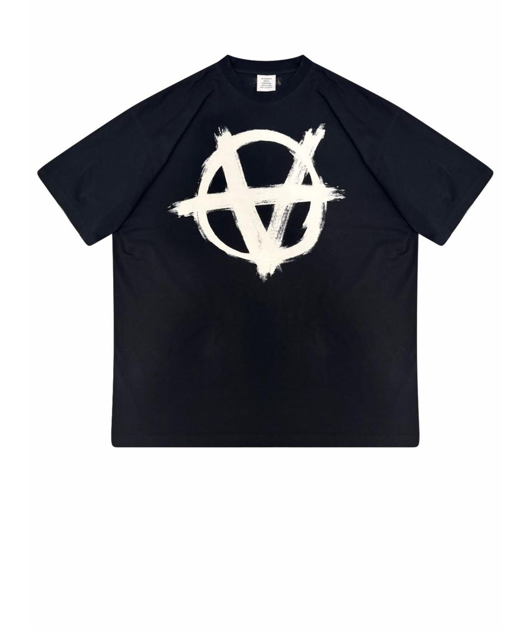 VETEMENTS Черная хлопковая футболка, фото 1
