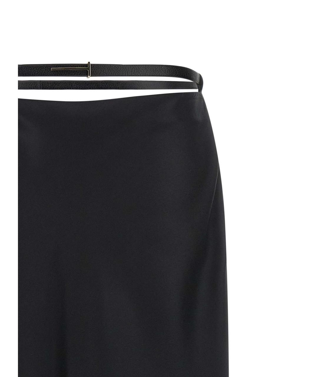 TOM FORD Черная шелковая юбка миди, фото 3