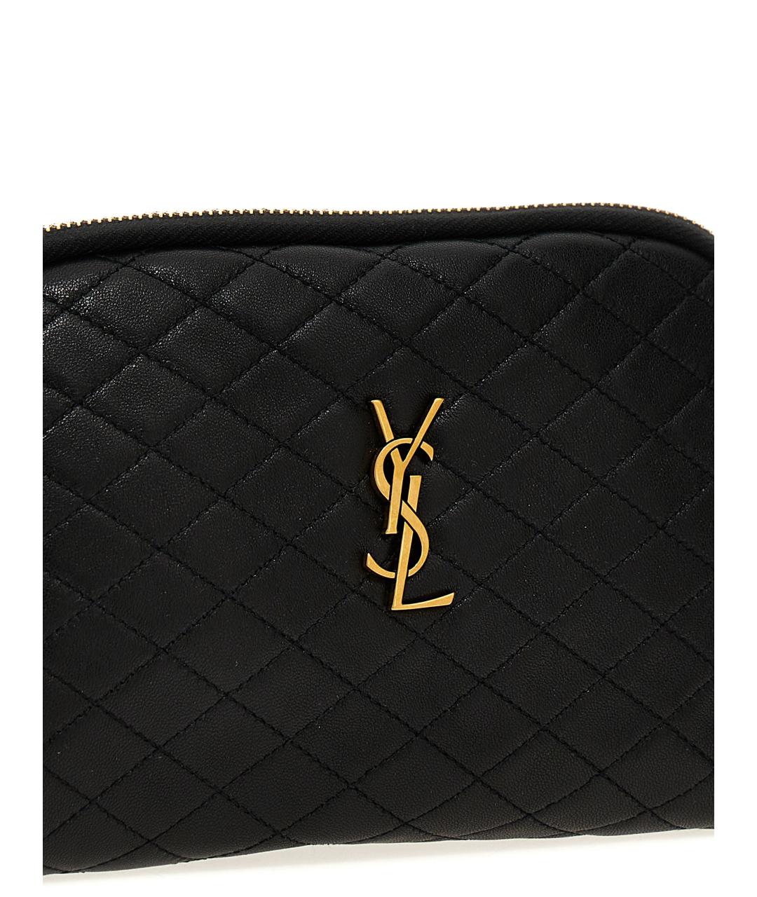 SAINT LAURENT Черная кожаная сумка через плечо, фото 3