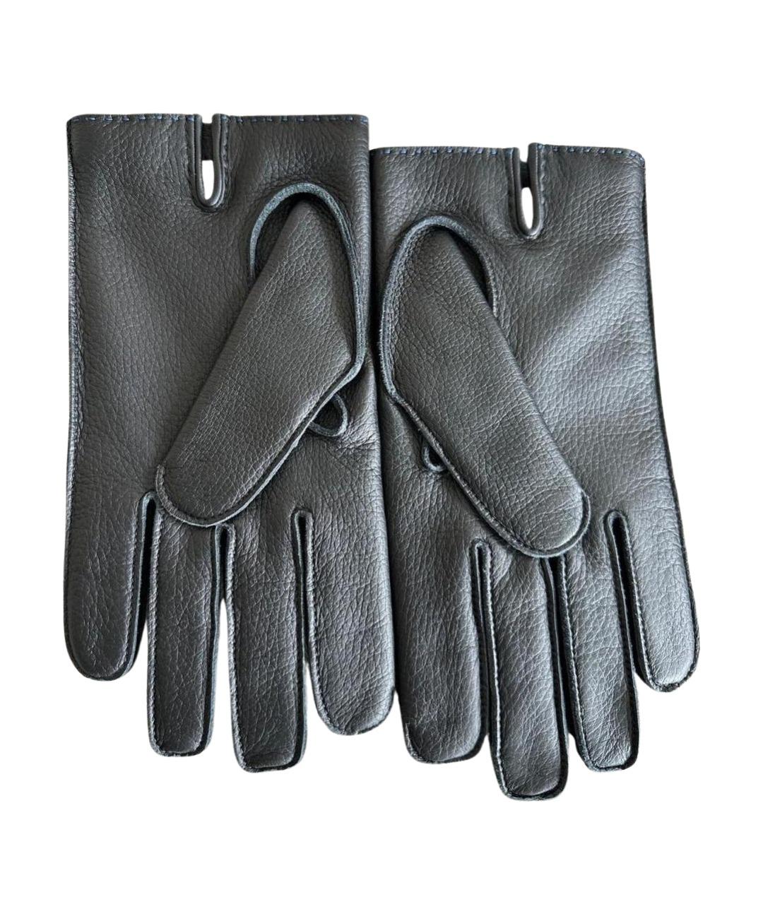 HERMES Черные кожаные перчатки, фото 8