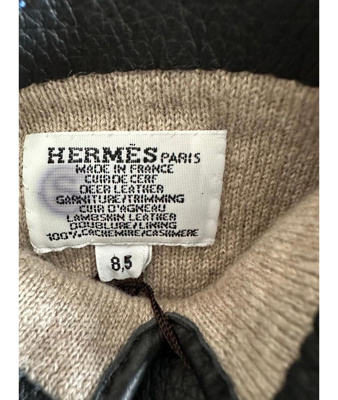 HERMES Черные кожаные перчатки, фото 5