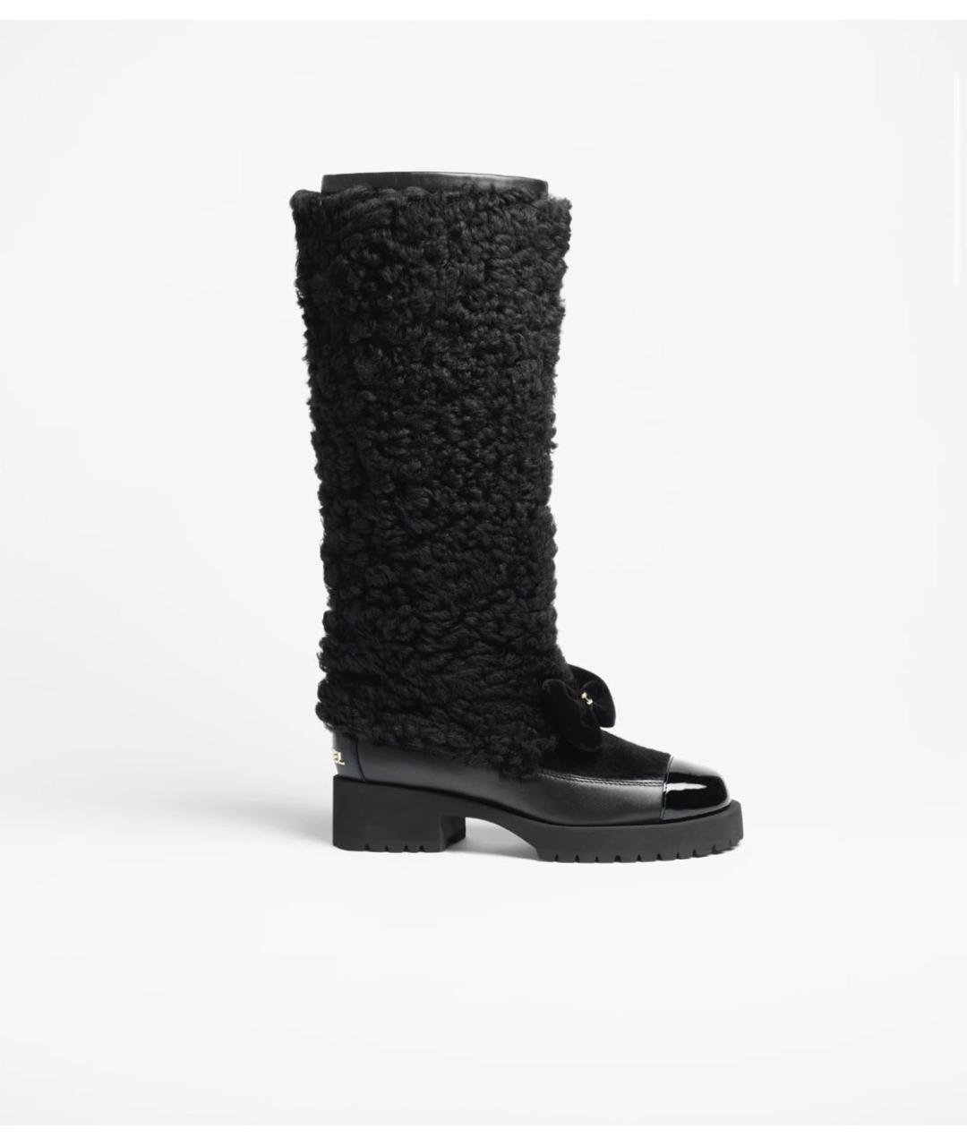 CHANEL Черные кожаные сапоги, фото 3