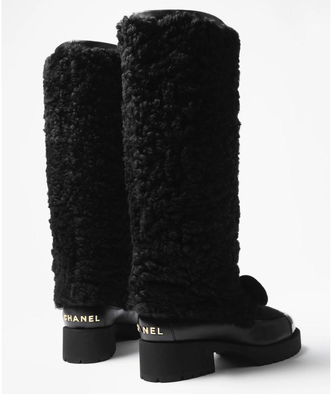 CHANEL Черные кожаные сапоги, фото 5