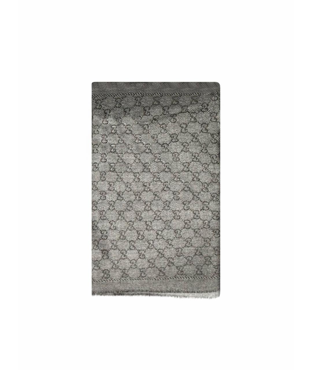 GUCCI Серый шерстяной шарф, фото 1
