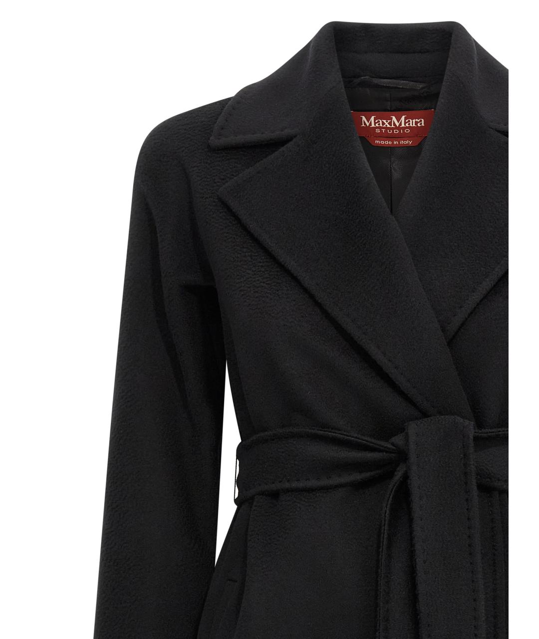 MAX MARA STUDIO Черное шерстяное пальто, фото 3