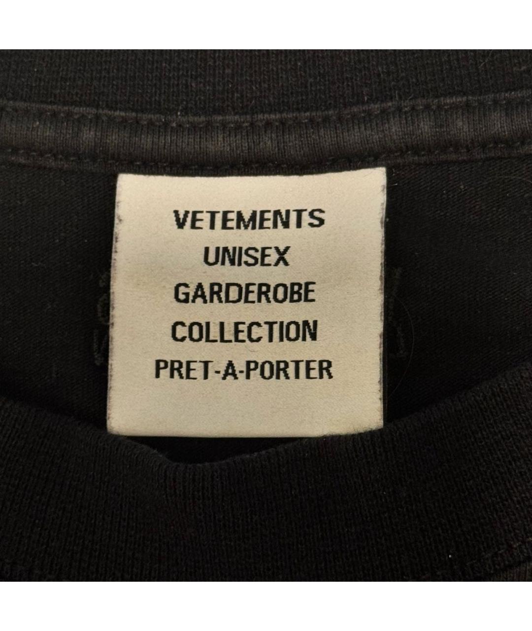 VETEMENTS Черная хлопковая футболка, фото 5