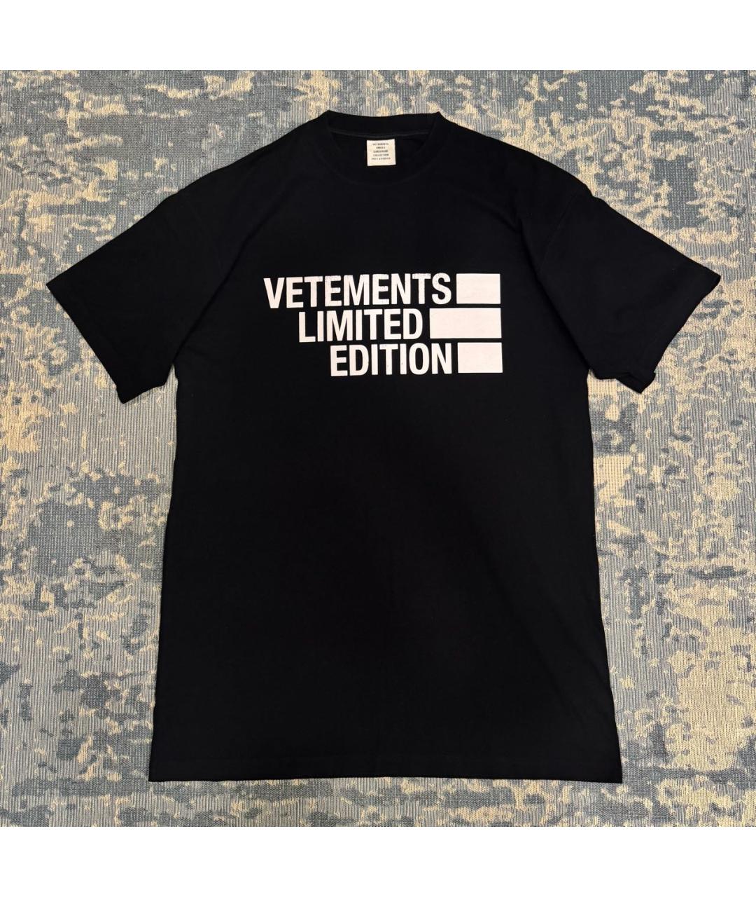 VETEMENTS Черная хлопковая футболка, фото 7