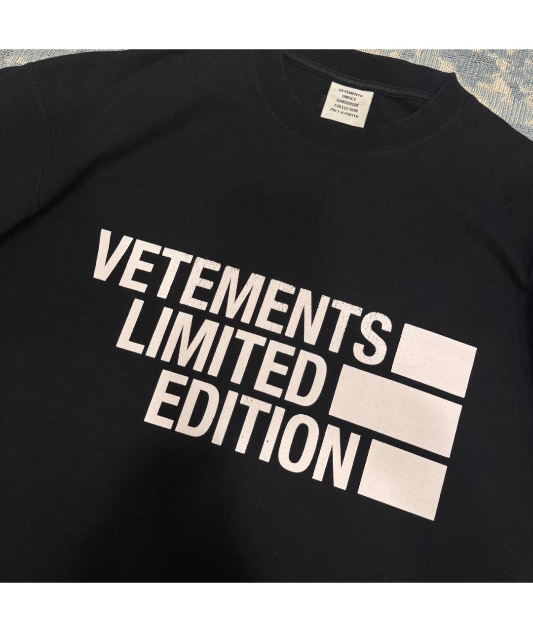 VETEMENTS Черная хлопковая футболка, фото 2