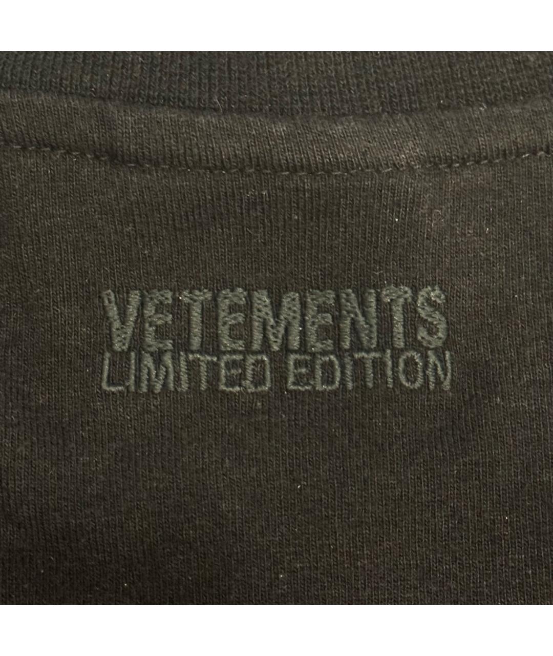 VETEMENTS Черная хлопковая футболка, фото 3