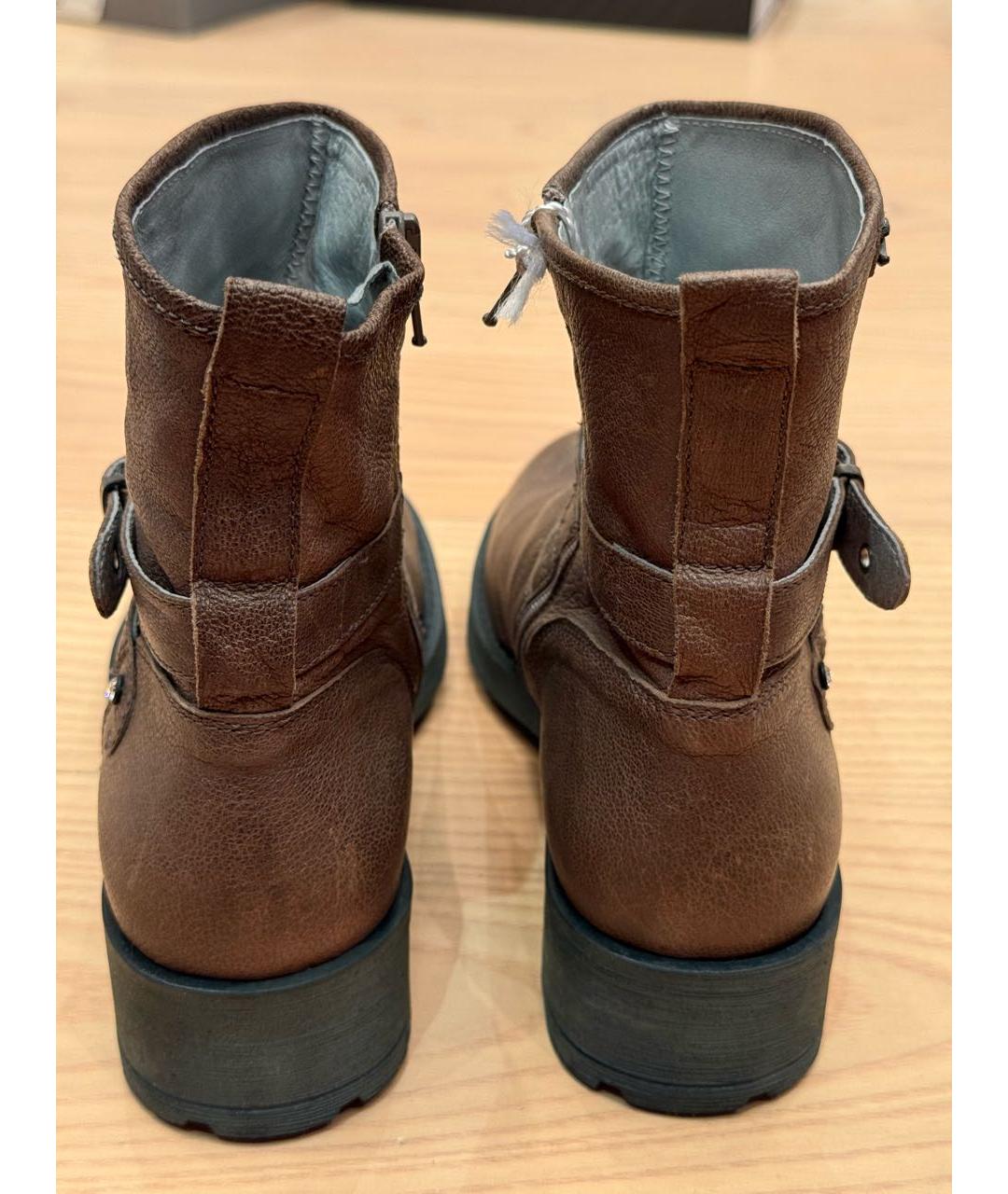 MISS BLUMARINE Коричневые кожаные полусапоги, фото 4