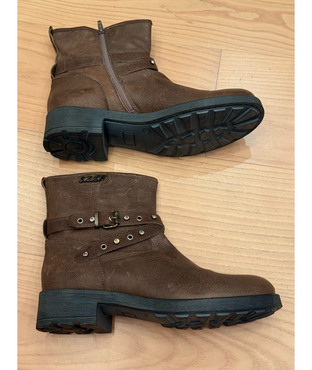 MISS BLUMARINE Коричневые кожаные полусапоги, фото 5