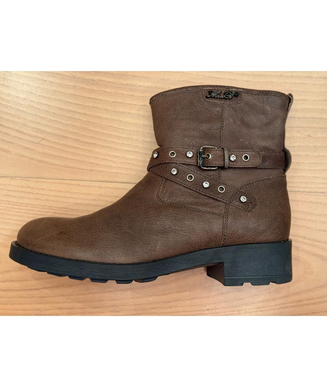 MISS BLUMARINE Коричневые кожаные полусапоги, фото 9