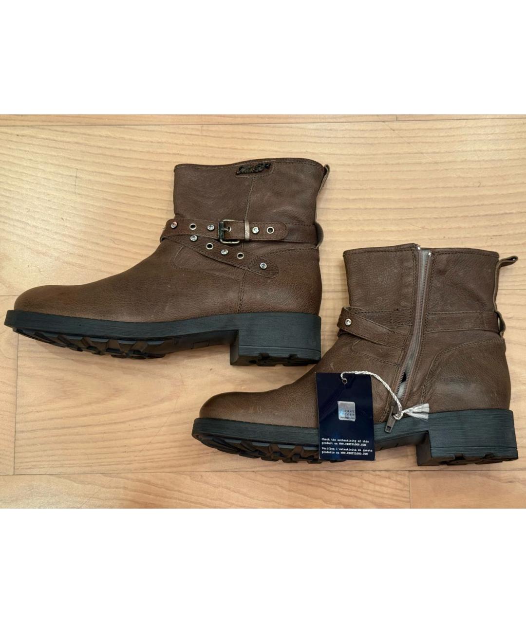 MISS BLUMARINE Коричневые кожаные полусапоги, фото 7