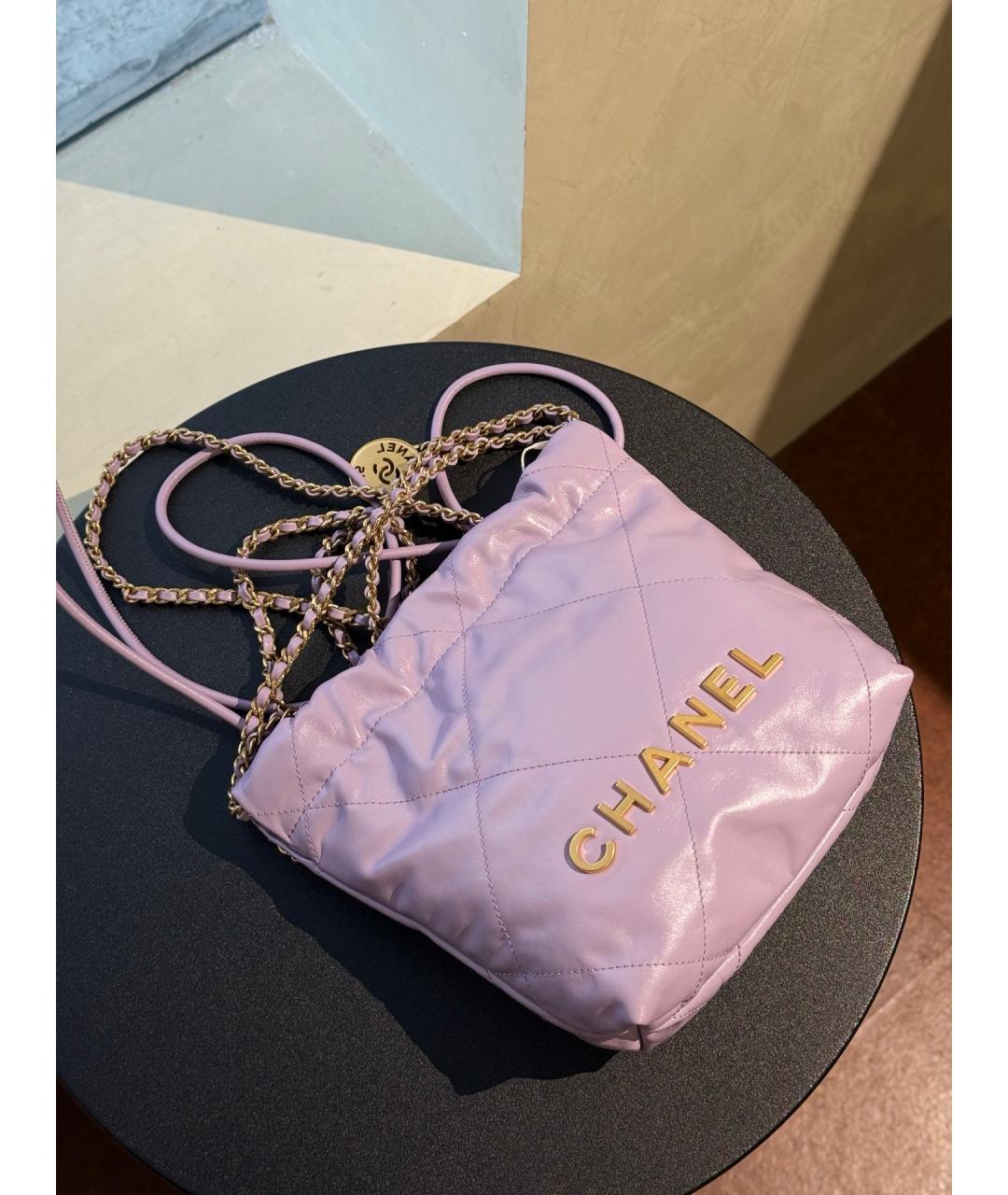 CHANEL Фиолетовая кожаная сумка через плечо, фото 8