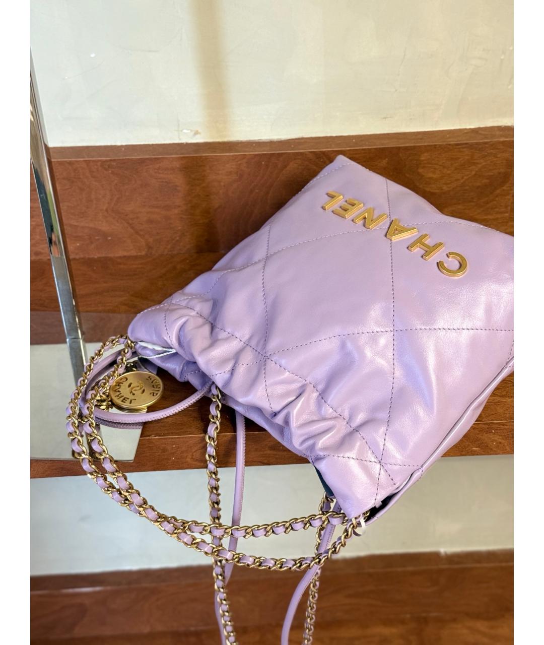 CHANEL Фиолетовая кожаная сумка через плечо, фото 6