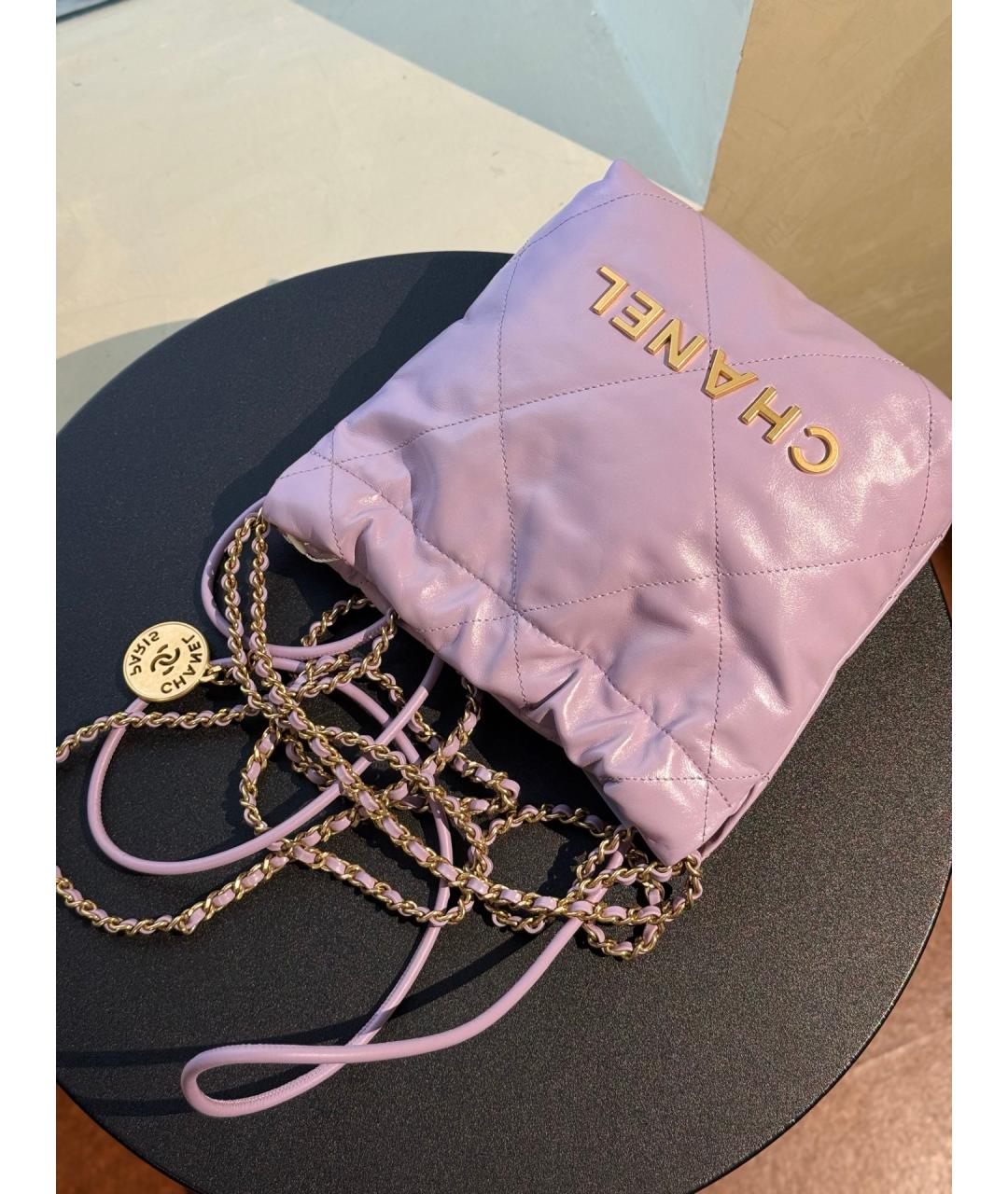 CHANEL Фиолетовая кожаная сумка через плечо, фото 7