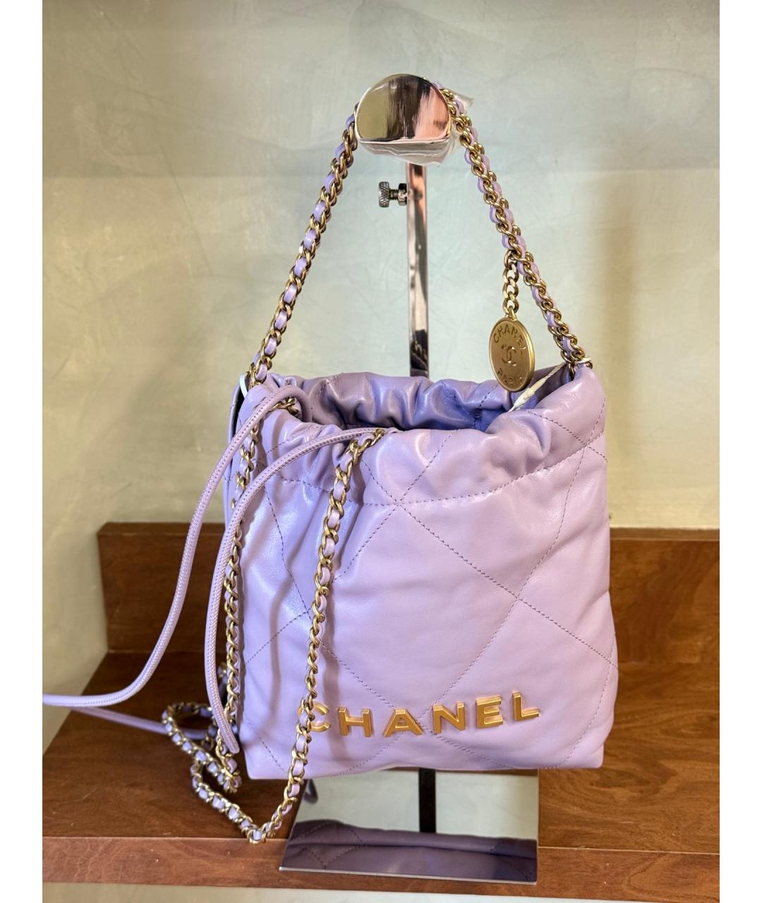 CHANEL Фиолетовая кожаная сумка через плечо, фото 9