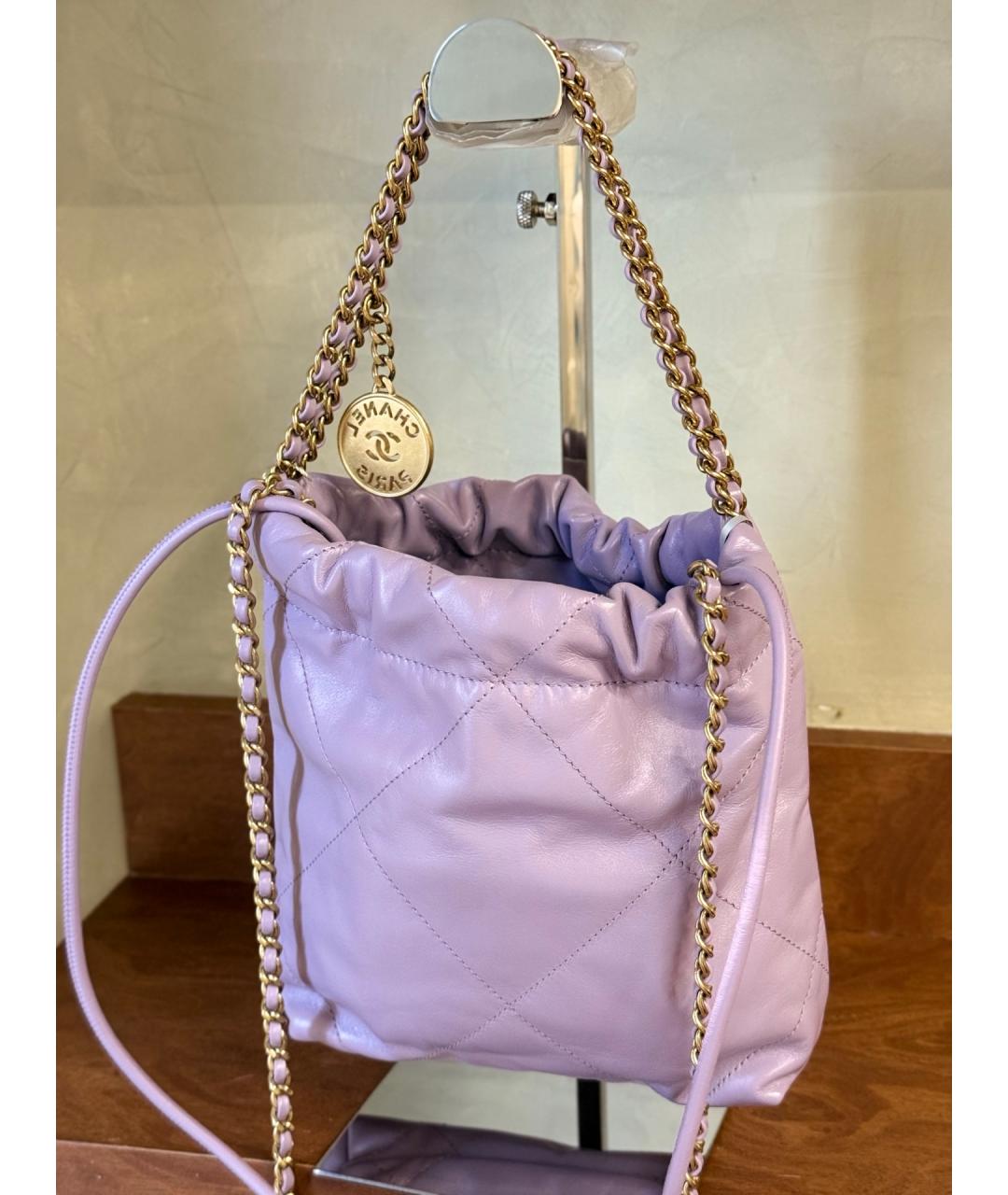 CHANEL Фиолетовая кожаная сумка через плечо, фото 4