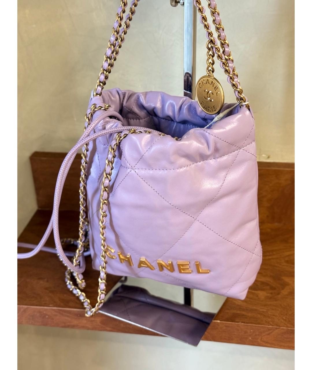 CHANEL Фиолетовая кожаная сумка через плечо, фото 3