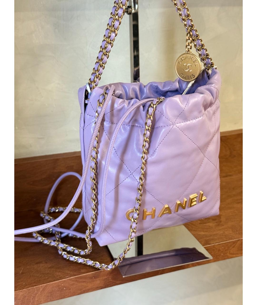 CHANEL Фиолетовая кожаная сумка через плечо, фото 2
