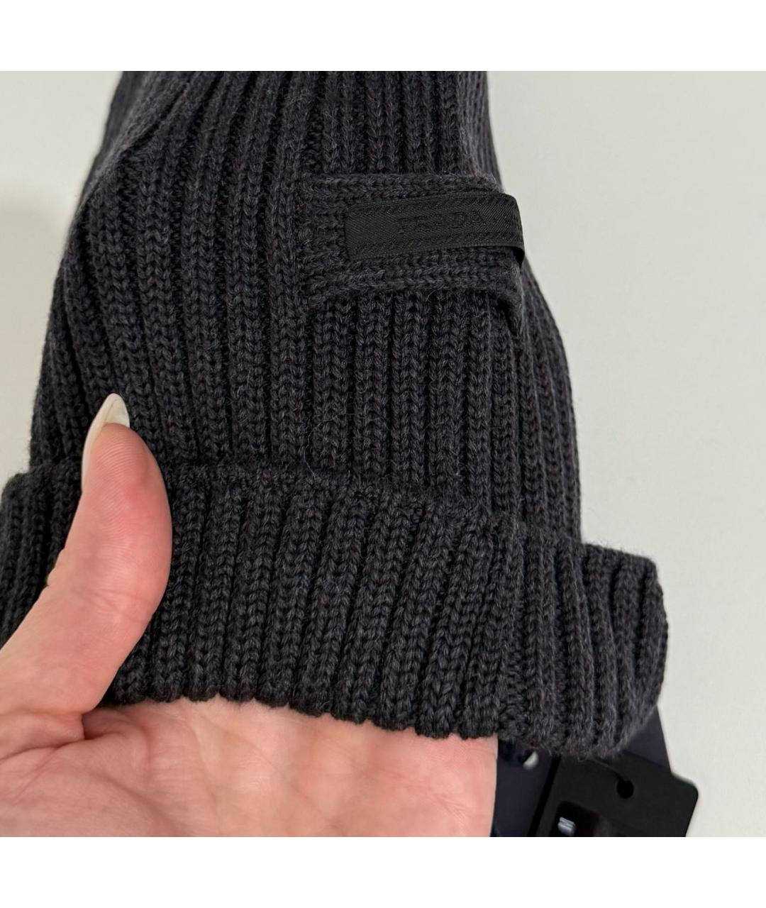 PRADA Антрацитовая шерстяная шапка, фото 4