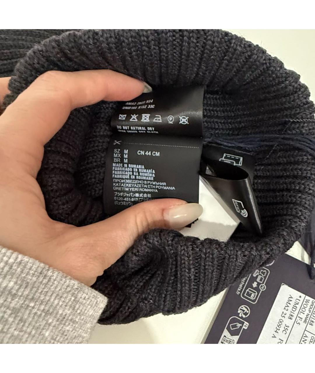 PRADA Антрацитовая шерстяная шапка, фото 4