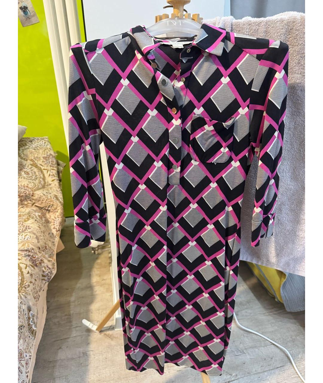 DIANE VON FURSTENBERG Розовое вискозное коктейльное платье, фото 9