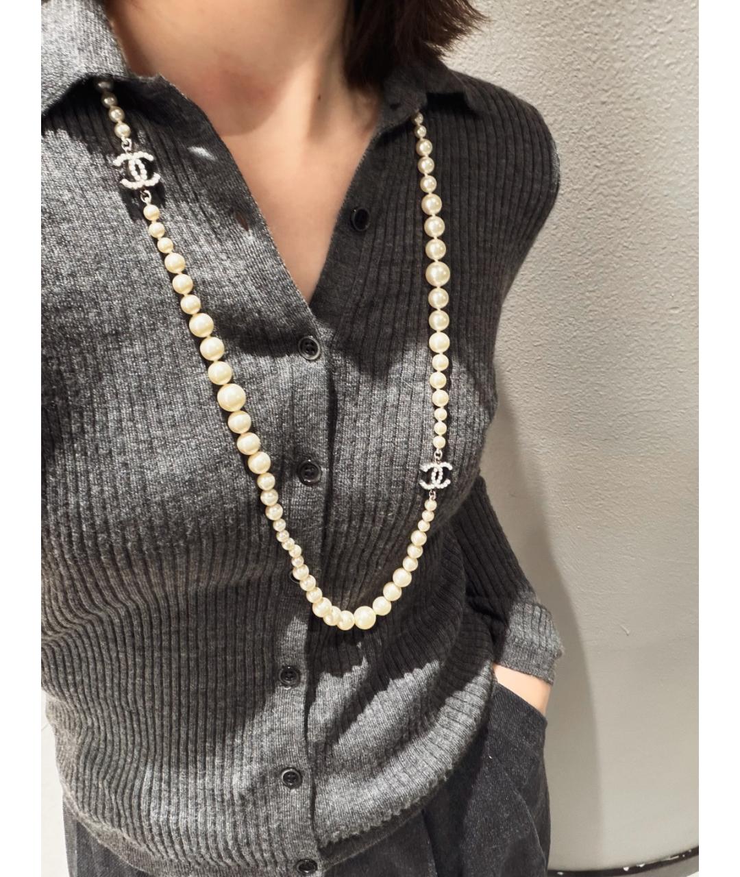 CHANEL Белая жемчужная подвеска, фото 5