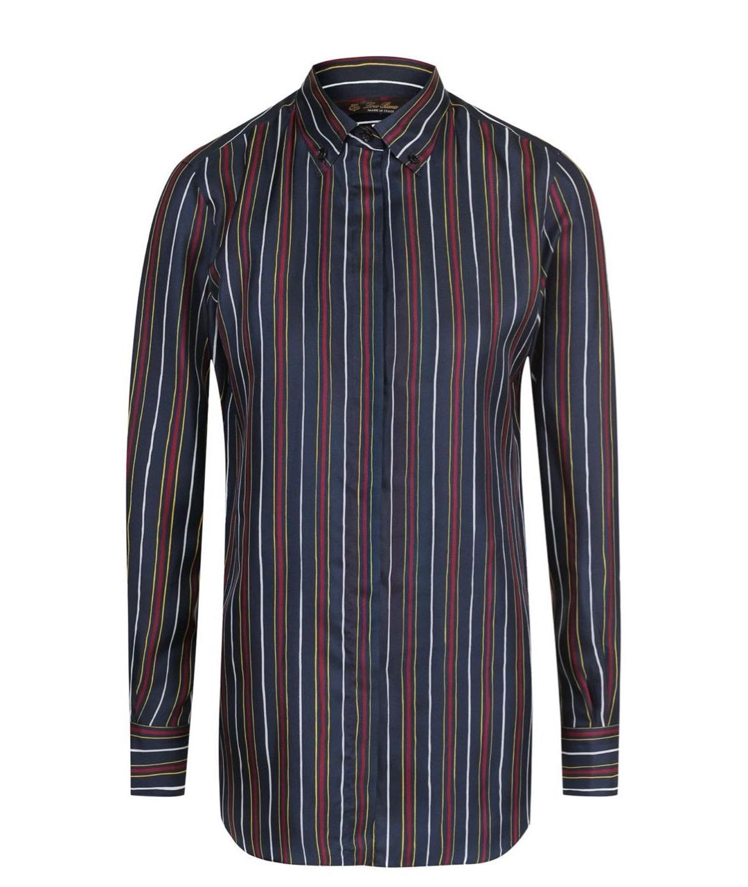 LORO PIANA Темно-синяя шелковая рубашка, фото 1