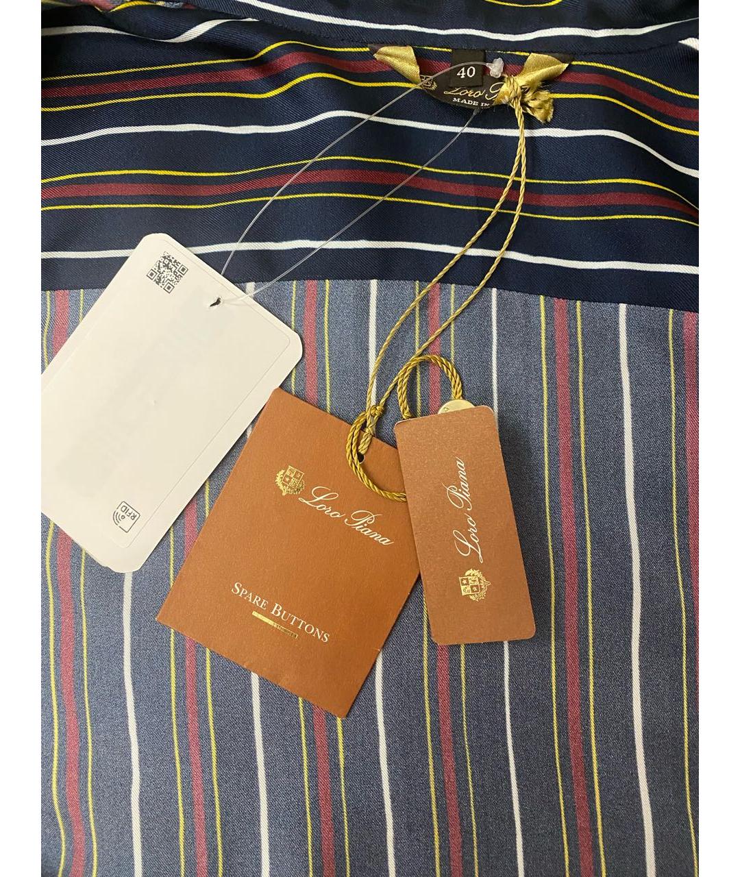 LORO PIANA Темно-синяя шелковая рубашка, фото 3