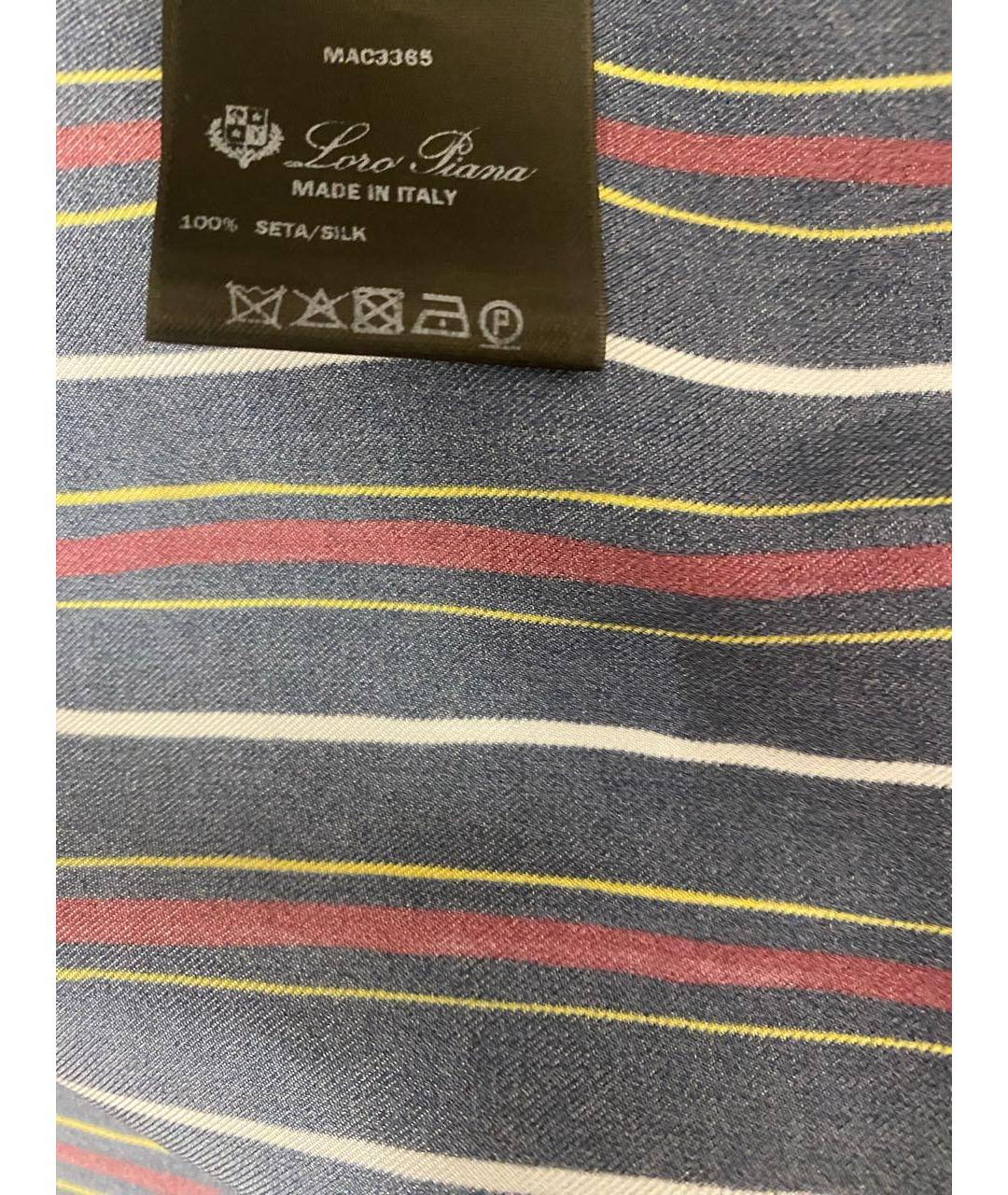 LORO PIANA Темно-синяя шелковая рубашка, фото 7