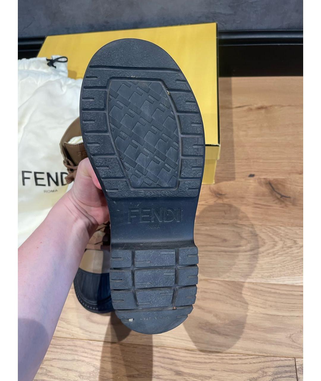 FENDI Коричневые текстильные ботинки, фото 4