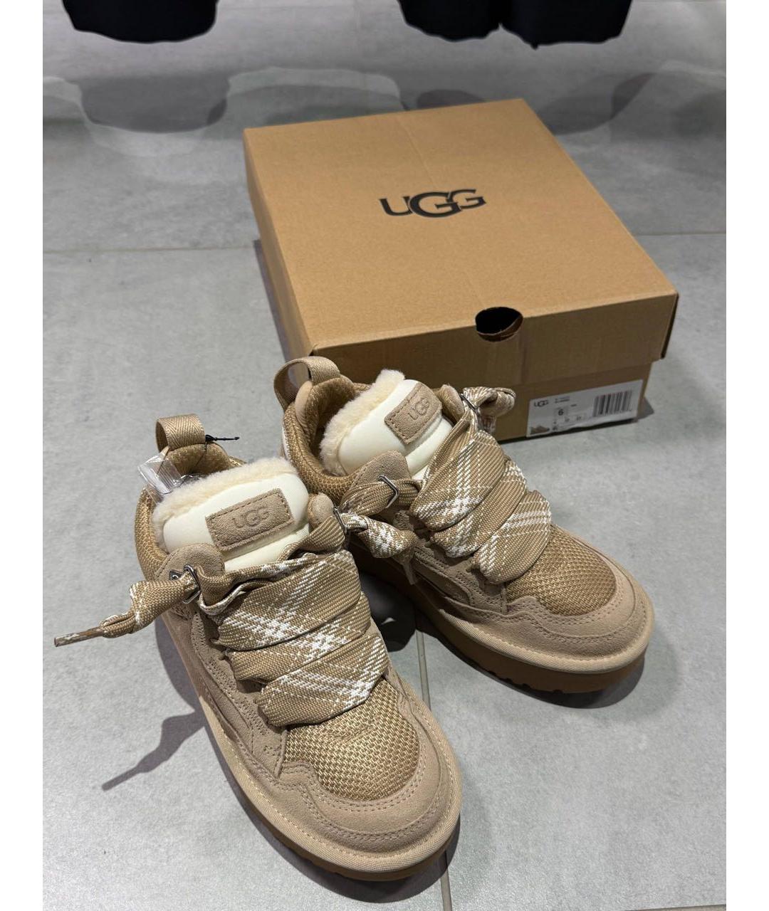UGG AUSTRALIA Бежевые замшевые кроссовки, фото 2
