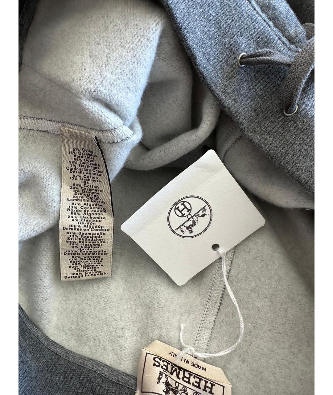 HERMES Серые кашемировые повседневные брюки, фото 6