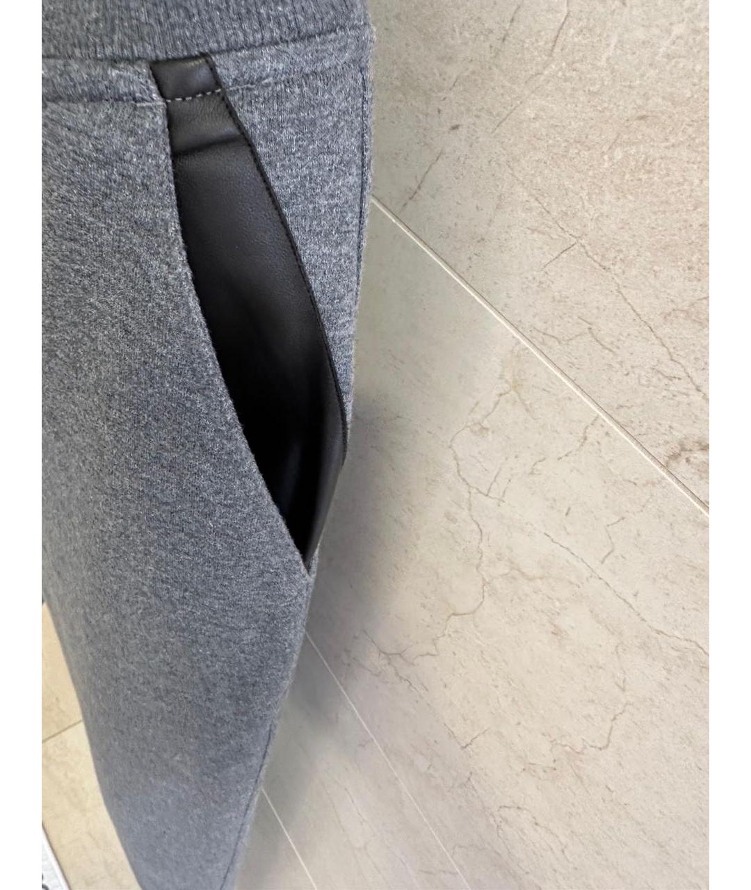 HERMES Серые кашемировые повседневные брюки, фото 4