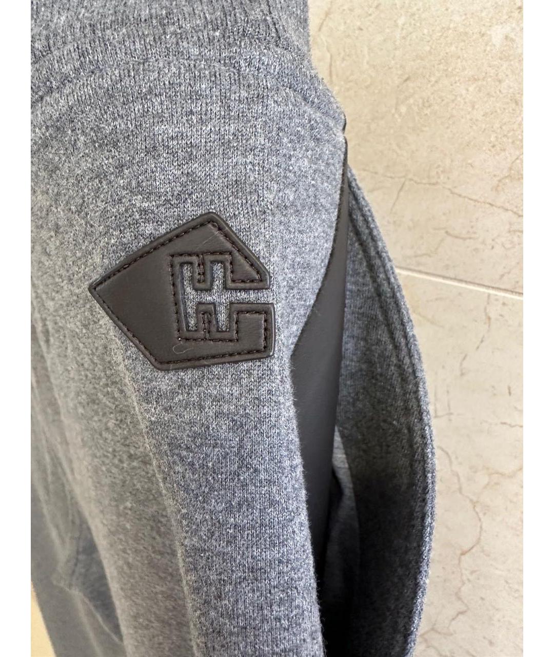 HERMES Серые кашемировые повседневные брюки, фото 5